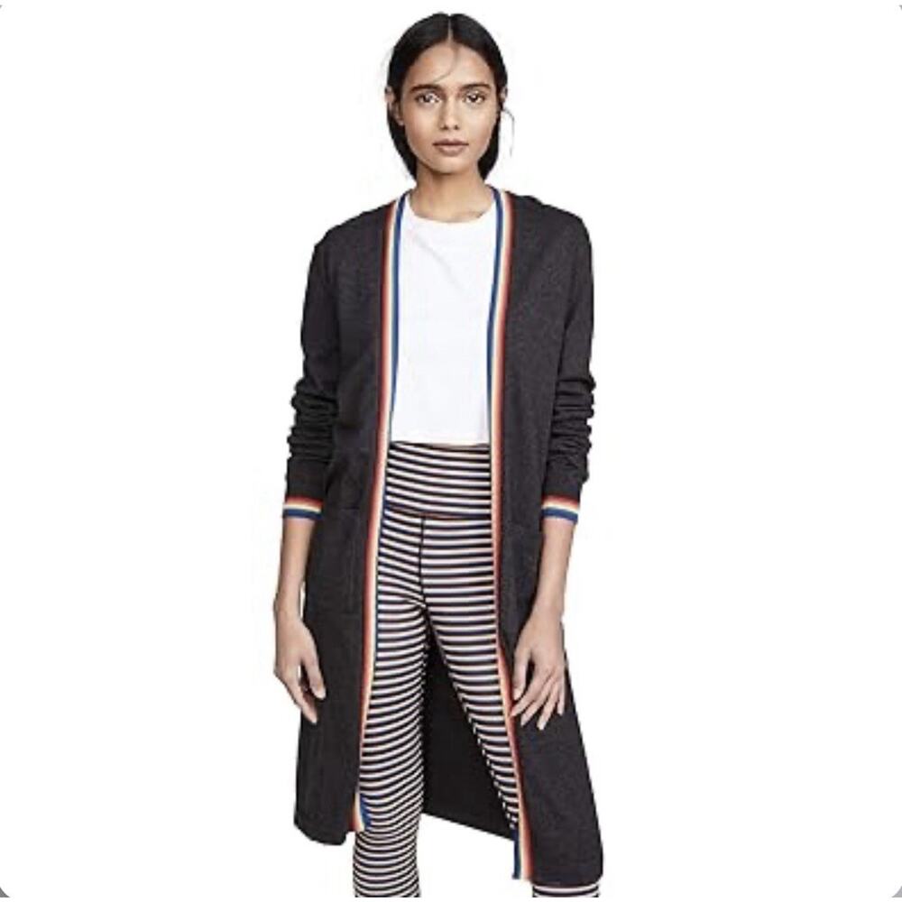 Spiritual Gangster Calli Cardigan Size M Gray Cashmere Blend Rainbow Longline